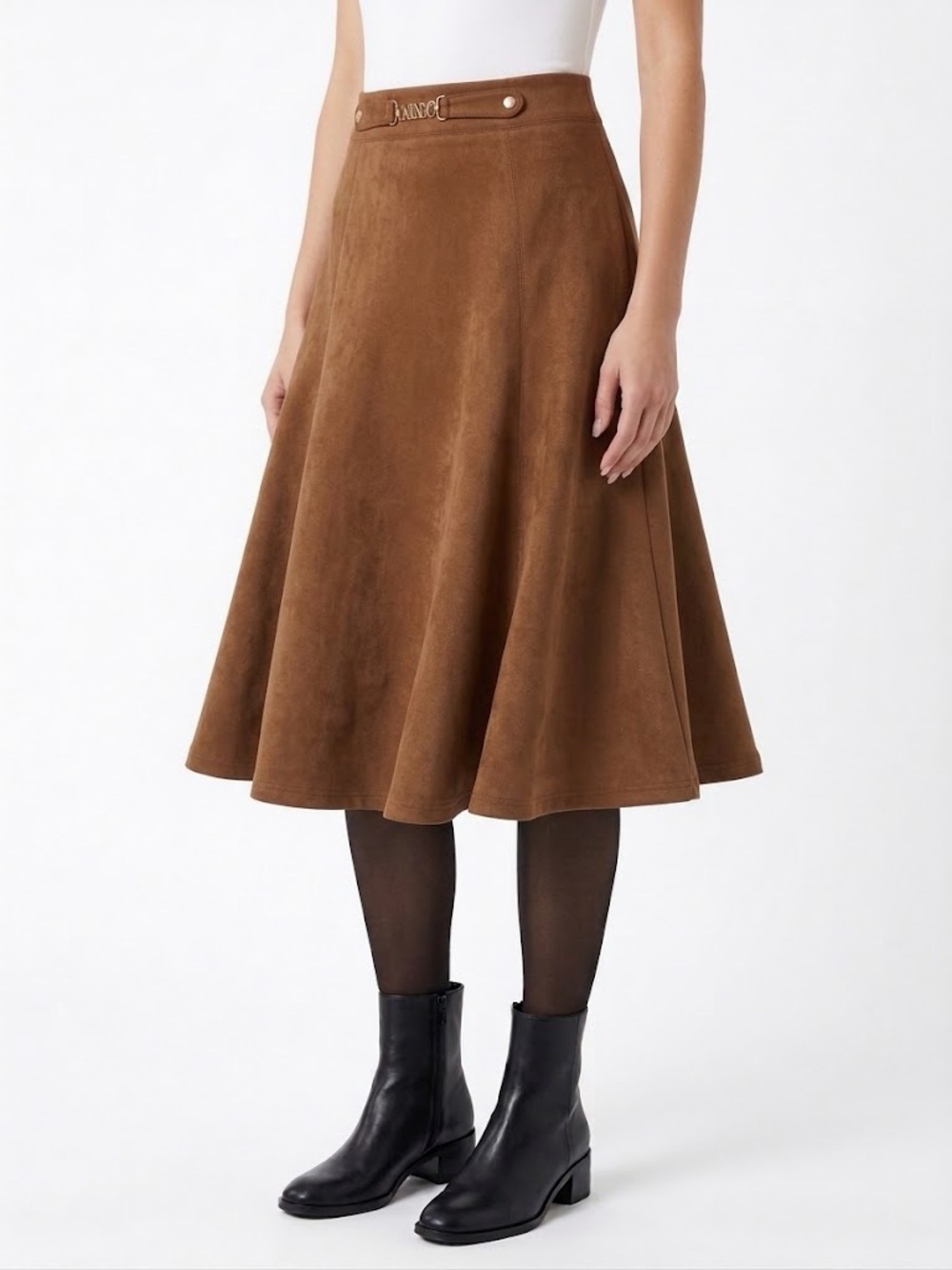 Cognac Brown Faux Suede A-line Skirt by Marc New York (Andrew Marc)